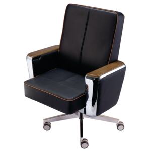 Fotel biurowy REGENT LOW skóra naturalna 687B-FL-4-HL czarny