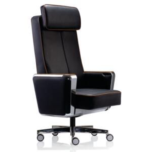 Fotel biurowy REGENT skóra naturalna 689B-FL-4-HL czarny