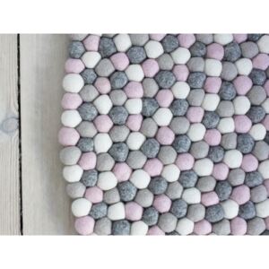 Jasnoróżowo-szary wełniany dywan kulkowy Wooldot Ball Rugs, ⌀ 140 cm