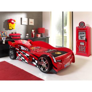 Łóżko dziecięce Night Speeder w kształcie samochodu, czerwone