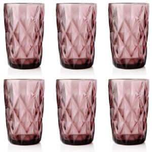 Komplet 6 różowych szklanek 300ml