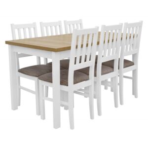 Stół Rozkładany + 6 Krzeseł do Kuchni 180/140x80 Brąz