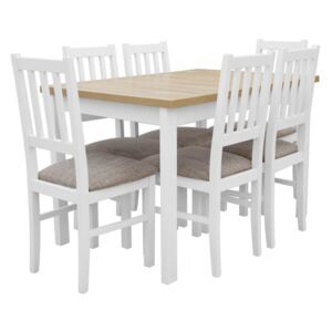 Stół Rozkładany + 6 Krzeseł do Kuchni 150/120x80 Brąz