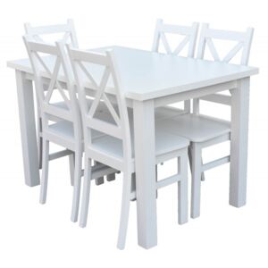 Stół + 5 Krzeseł do Kuchni Jadalni 120x80 Biały
