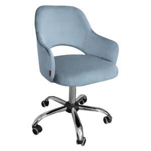 Fotel obrotowy MARCY / srebrno-niebieski / noga chrom / BL06