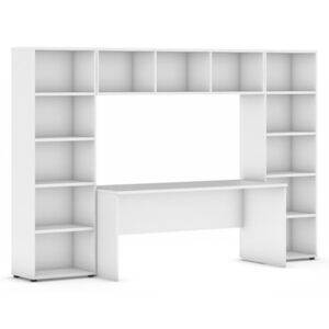 Biblioteka z wbudowanym biurkiem, 2950x700/400x1923 mm, biały