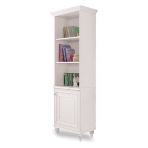 Biblioteczka Romantica White z płyty wiórowej, 1-drzwiowa, do pokoju dziecięcego i młodzieżowego, biała, dł.52 x szer.42 x wys.185 cm