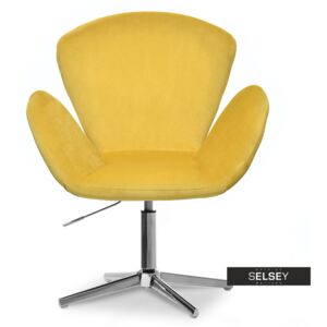 Fotel biurowy Swan żółty z weluru obrotowy