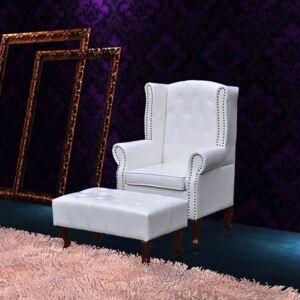 Fotel z podnóżkiem PERVOI, biały, 111x78x66 cm