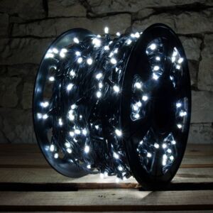 DecoLED LED Łańcuch świetlny - 100 m, 600 zimnych białych diod LED, czarny kabel