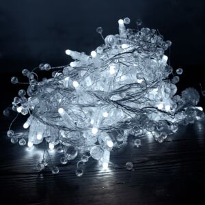 Łańcuch świetlny z kryształami LED decoLED - 8m, 80 zimnych białych diod LED z FLASH