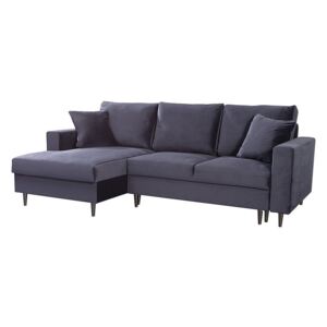 Sofa narożna rozkładana DEKORIA Madrid Velve, granatowa, 231,5x147x90 cm