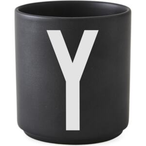 Kubek porcelanowy AJ czarny litera Y