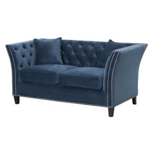 Sofa dwuosobowa DEKORIA Chesterfield Modern Velvet, granatowa, 172x87x82 cm