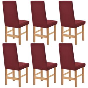 Elastyczne pokrowce na krzesła, pikowane, 6 szt., burgundowe