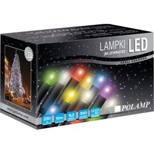 Lampki zewnętrzne POLAMP, 100 diod LED, 10 m, 3,3 W, barwa wielokolorowa, kabel zielony