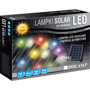 Lampki zewnętrzne z panelem słonecznym POLAMP, 100 diod LED, 10 m, 4,8 W, barwa zimna biała