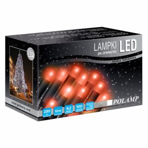 Lampki zewnętrzne POLAMP LED, 100 diod LED, 10 m, 3,3 W, barwa czerwona, kabel zielony