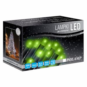 Lampki choinkowe POLAMP LED, 100 diod LED, 10 m, 3,3 W, barwa zielona, kabel zielony
