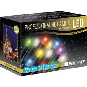 Lampki zewnętrzne LED POLAMP, 100 diod LED, 10 m, 3,3 W, barwa kolorowa, czarny kabel