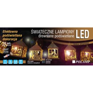 Lampki LED POLAMP drewniane lampiony, 10 diod LED, 60 cm, 0,6 W, sterowane pilotem