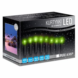 Kurtyna zewnętrzna LED POLAMP, 120 diod LED, 5m, 3,3 W, barwa zielona, czarny kabel