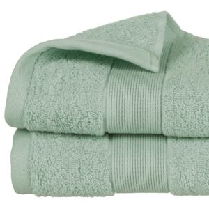 Mały ręcznik łazienkowy z bawełny 100% z bordiurą, miękki ręcznik w unikatowym odcieniu celadon