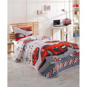 Zestaw narzuty na łóżko i poszewki na poduszkę z domieszką bawełny Crazy Red, 160x220 cm