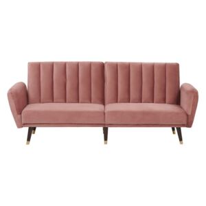 Sofa rozkładana welurowa różowa VIMMERBY