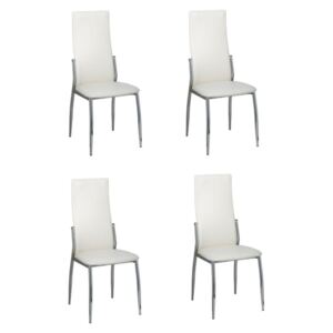 Krzesła do jadalni PERVOI, skórzane, biały, 54×43×100 cm, 4 szt