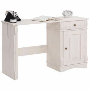 Praktyczne, sosnowe biurko z dekoracyjnymi frontami