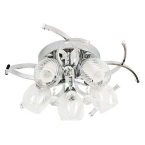 Lampex Megan 5+5 732/5+5 plafon lampa sufitowa 5x40W E14 + 50W LED srebrny / transparentny
