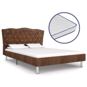 Łóżko tapicerowane z materacem PERVOI, brązowe, 140x200 cm