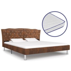 Łóżko tapicerowane z materacem PERVOI, brązowe, 160x200 cm