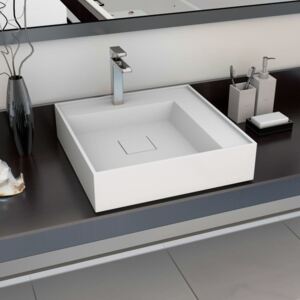 Umywalka nablatowa do łazienki PERVOI, biała, 50x50x12,3 cm