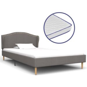 Łóżko tapicerowane z materacem PERVOI, szare, 90x200 cm