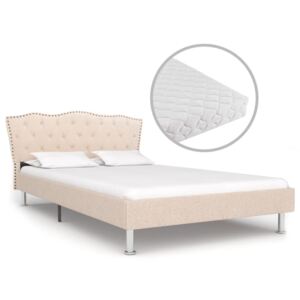 Rama łóżka tkaninowa z materacem PERVOI, beżowa, 140x200 cm