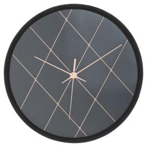 Zegar ścienny z cichym mechanizmem w stylu glamour, czarny, Ø 30 cm