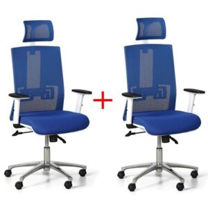 Krzesło biurowe Essen White 1+1 gratis, niebieskie