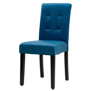 Krzesło Tapicerowane Drewniane Dx17-1 Welur Niebieski
