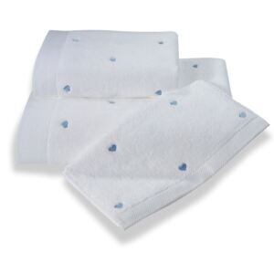 Mały ręcznik MICRO LOVE 32x50cm Biały / niebieskie serduszka