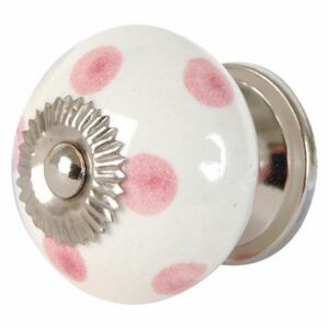 Gałka ceramiczna kropki CLAYRE&EEF, biało-różowa, 4 cm