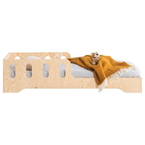 SELSEY Łóżko drewniane dla dziecka Kyori z krótkimi barierkami z dziurami
