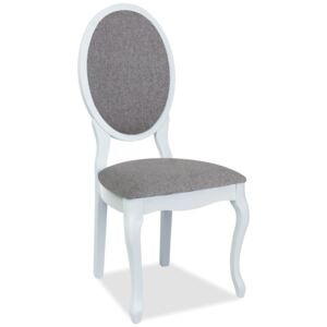 Białe krzesło w stylu retro z szarą tapicerką LV-SC