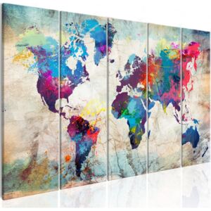 Obraz - Mapa świata: Pęknięta ściana OBRAZ NA PŁÓTNIE WŁOSKIM