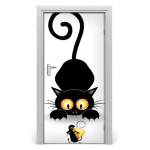 Naklejka samoprzylepna na drzwi ścianę Kot i mysz