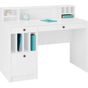 Białe biurko z praktycznymi przegrodami do przechowywania