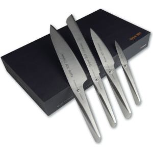 Nóż kucharza 20 cm, nóż kucharza 14,2 cm, nóż do pieczywa i do obierania Type 301 w zestawie