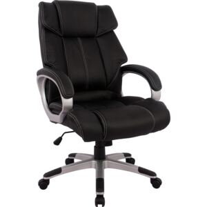 Fotel biurowy czarny, skóra syntetyczna, odchylane oparcie