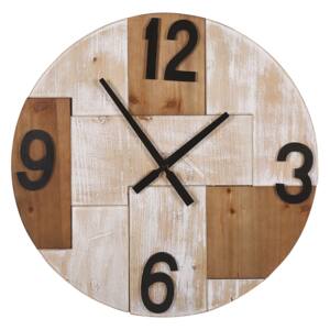 Zegar ścienny jasne drewno okrągły ø 60 cm ręcznie wykonany czarne wskazówki cyfry Beliani